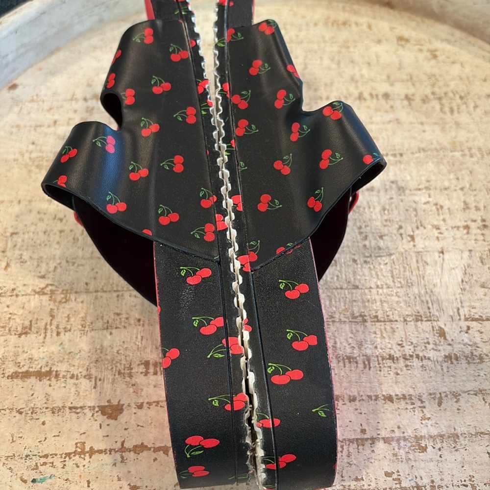 Betsey Johnson Black and Red Cherry Sandals - Picture 6 of 8